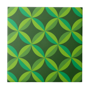 Azulejo Círculos geométricos de mediados de siglo en verde