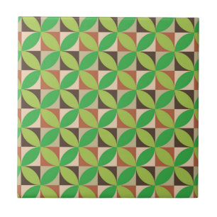 Azulejo Círculos geométricos verdes de mediados de siglo s