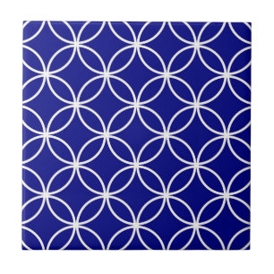 Azulejo Círculos Lindos Patrón Geométrico Azul Marino