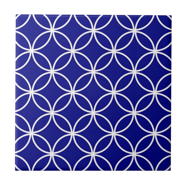 Azulejo Círculos Lindos Patrón Geométrico Azul Marino (Frente)
