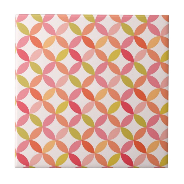 Azulejo Círculos naranjas rojos modernos de mediados de si (Frente)