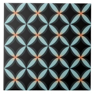 Azulejo Círculos negros y azules, patrón continuo