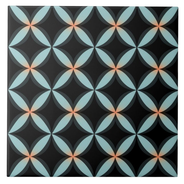 Azulejo Círculos negros y azules, patrón sin soldadura (Frente)