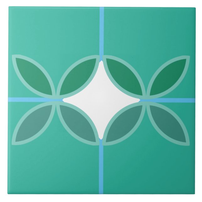 Azulejo Círculos pétalos geométricos y cruz de diamante en (Frente)