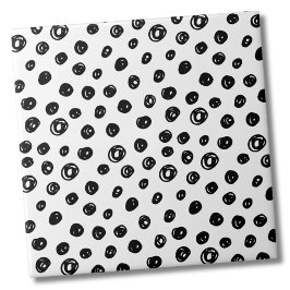 Azulejo Círculos Puntos Patrón Blanco Negro