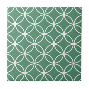 Azulejo Círculos que se superponen Patrón Sage Blanco verd