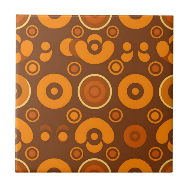 Azulejo Círculos Retro Abstractos Groovy Patrón 1970  (Frente)