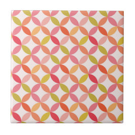 Azulejo Círculos rosa naranja rojo de mediados de siglo mo