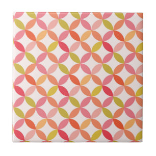 Azulejo Círculos rosa naranja rojo de mediados de siglo mo