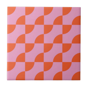 Azulejo Círculos semi abstractos de naranja de mediados de