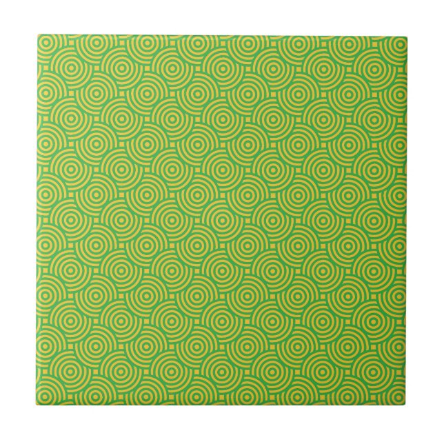 Azulejo Círculos verdes mosaico cerámico (Frente)