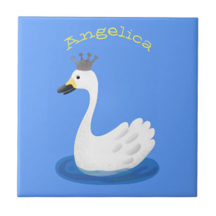 Azulejo Cisne blanco con personalizado de la corona