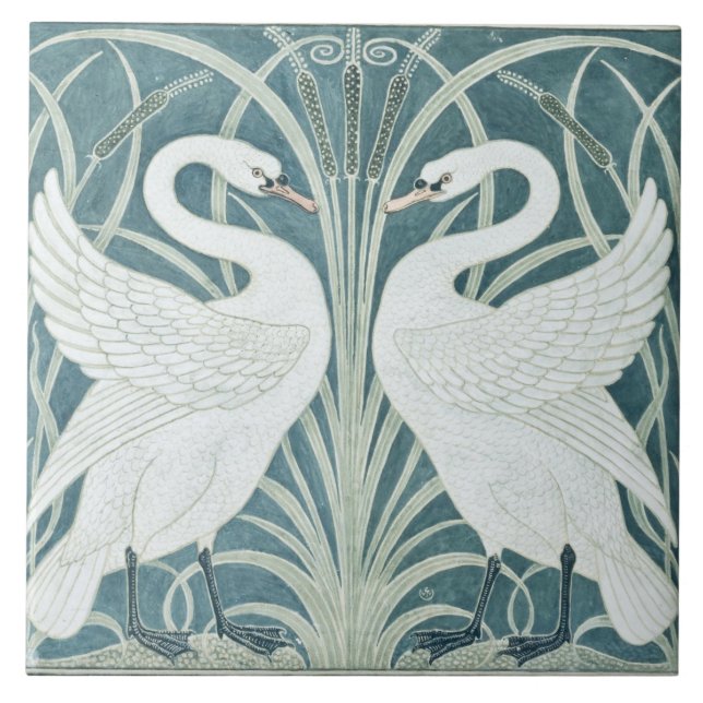 Azulejo Cisne vintage, Rush and Iris de W. Crane (Frente)