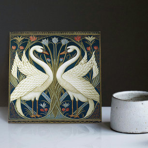 Azulejo Cisnes Art Deco Decoración de pared Cisne Art Nouv
