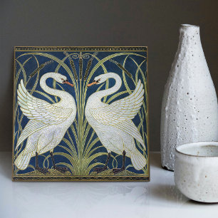 Azulejo Cisnes Art Deco Decoración de pared Cisne Art Nouv