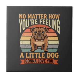 Azulejo Cita de amor divertida de Bulldog Perro Retro