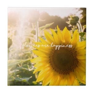 Azulejo Cita de girasol "las flores son felicidad"