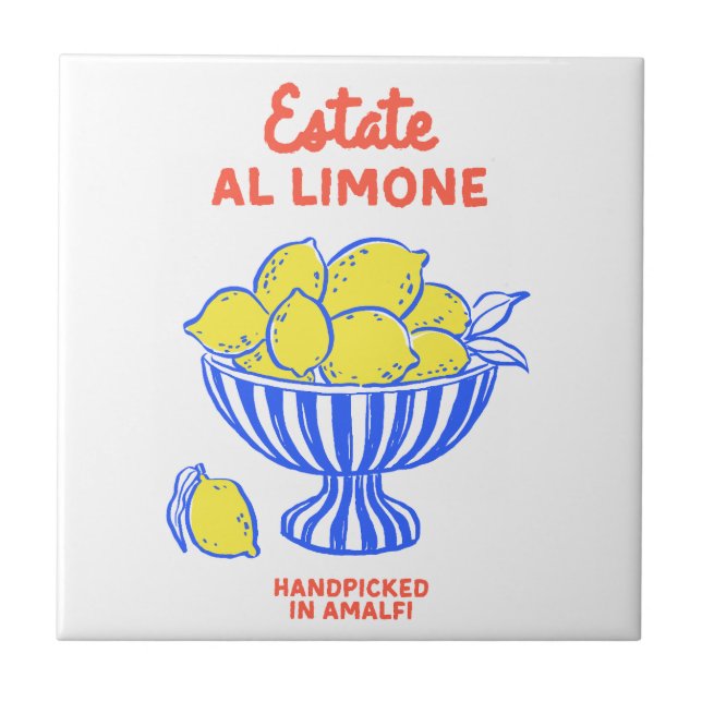Azulejo Cita de verano de limón dibujada a mano (Frente)