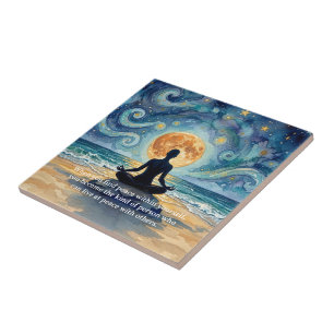 Azulejo Citas de Yoga Meditación Cielo Nocturno Estrellado