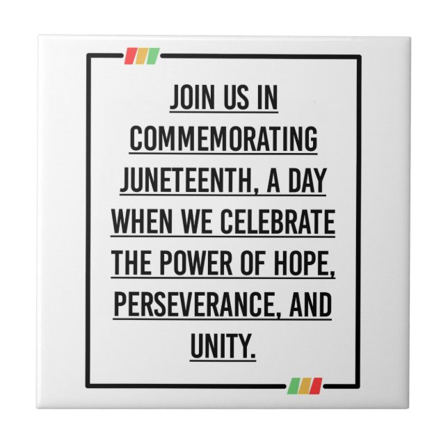 Azulejo Citas del 19 de junio, Libertad para afroamericano (Frente)