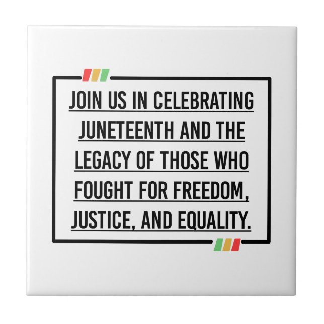 Azulejo Citas del 19 de junio, Libertad para afroamericano (Frente)