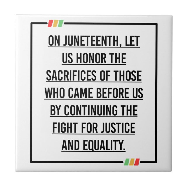 Azulejo Citas del 19 de junio, Libertad para afroamericano (Frente)