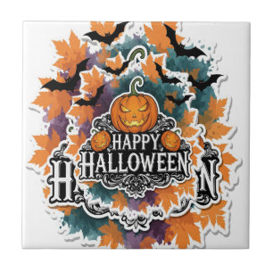 Azulejo Citas divertidas y espeluznantes de Halloween Feli
