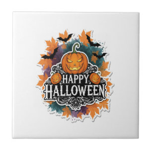 Azulejo Citas divertidas y espeluznantes de Halloween Feli