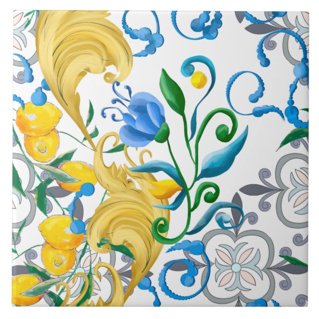 Azulejo Cítricos, limones, mediterráneo     (Frente)