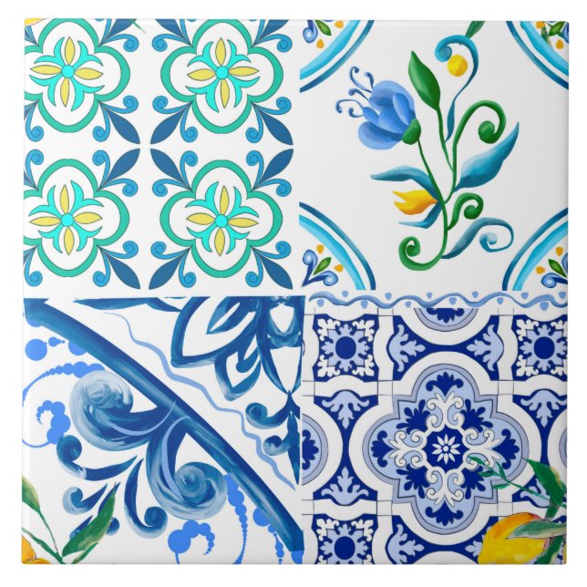 Azulejo Cítricos, limones, mediterráneo    (Frente)