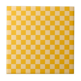 Azulejo Citrus cream checkered board pattern
