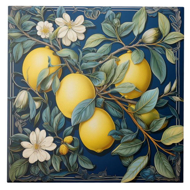Azulejo Citrus de verano mediterráneo de Lemons (Frente)