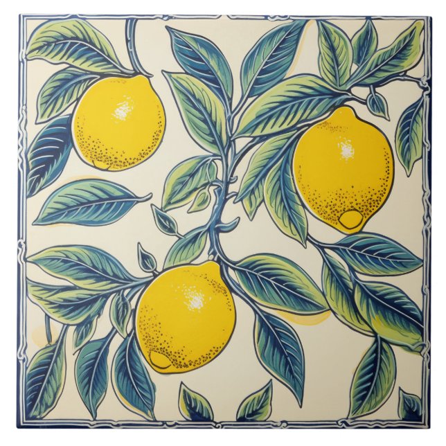 Azulejo Citrus de verano mediterráneo de Lemons (Frente)