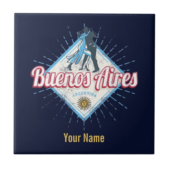 Azulejo Ciudad de Buenos Aires Argentina retro tango vinta (Frente)