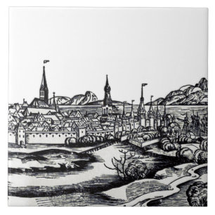 Azulejo Ciudad de Lübeck en el norte de Alemania