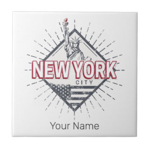 Azulejo Ciudad de Nueva York Estados Unidos Antiguo Recuer