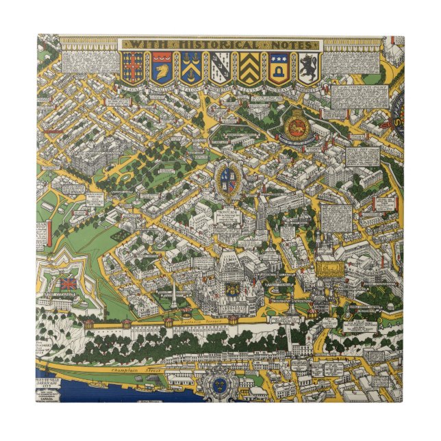 Azulejo Ciudad del mapa de Quebec (Frente)