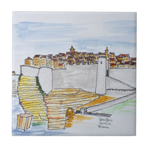 Azulejo Ciudad en el acantilado de Bonifacio   Córcega, Fr