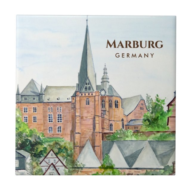 Azulejo Ciudad medieval de Marburg Altstadt Alemania (Frente)