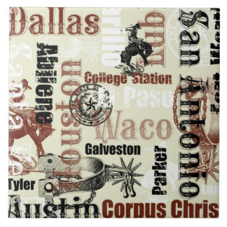 Azulejo Ciudades de Texas, bronce y puros