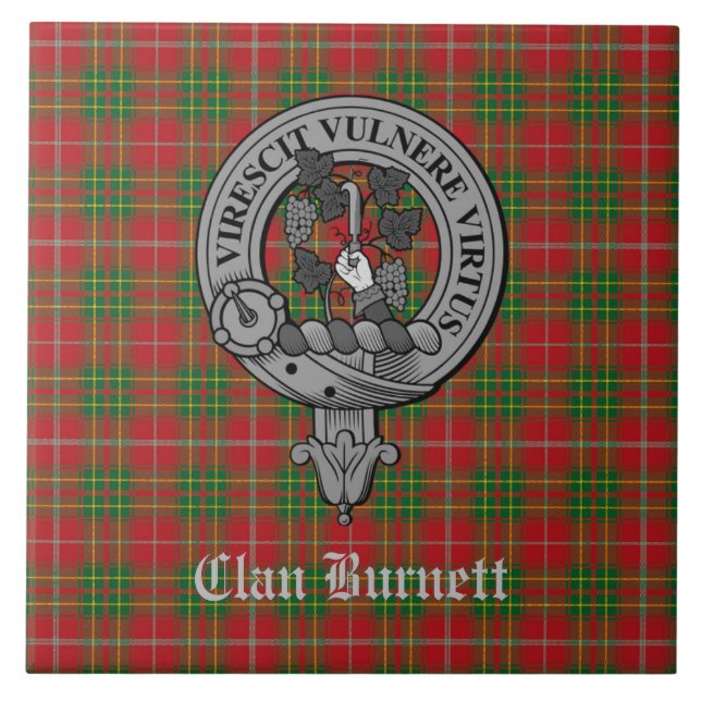 Azulejo Clan Burnett Escudo Badge & Tartán (Frente)