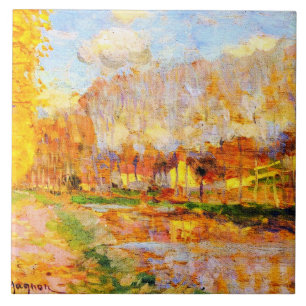 Azulejo Clarence Gagnon art, Canal du Loing, Moret