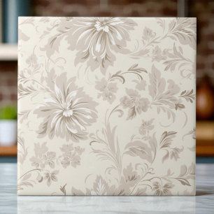 Azulejo Clásica Floral Simple Suave Beige