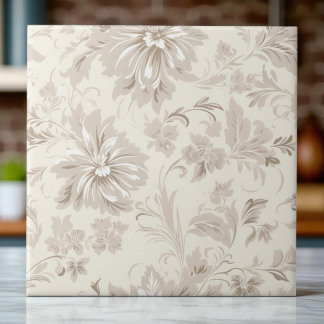 Azulejo Clásica Floral Simple Suave Beige