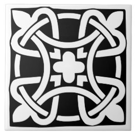 Azulejo Clásico Antiguo en Blanco y Negro Tradicional