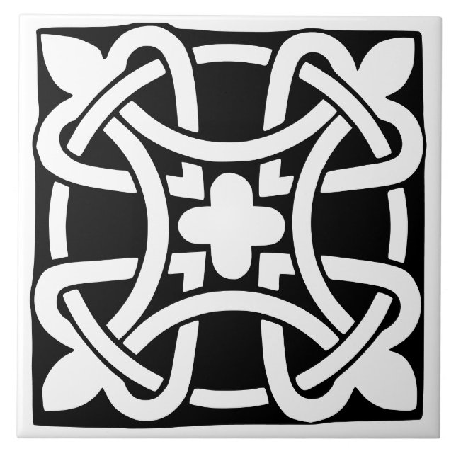 Azulejo Clásico Antiguo en Blanco y Negro Tradicional (Frente)