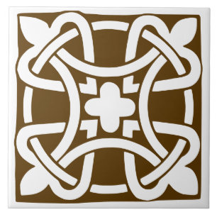 Azulejo Clásico Antiguo Marrón y Blanco Tradicional