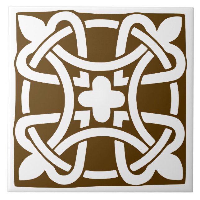 Azulejo Clásico Antiguo Marrón y Blanco Tradicional (Frente)