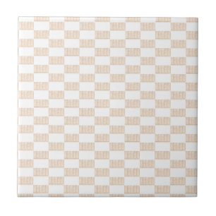 Azulejo Clásico Cerámico Beige a Cuadros Rayas