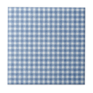 Azulejo Clásico Cuadro Gingham Azul y Blanco